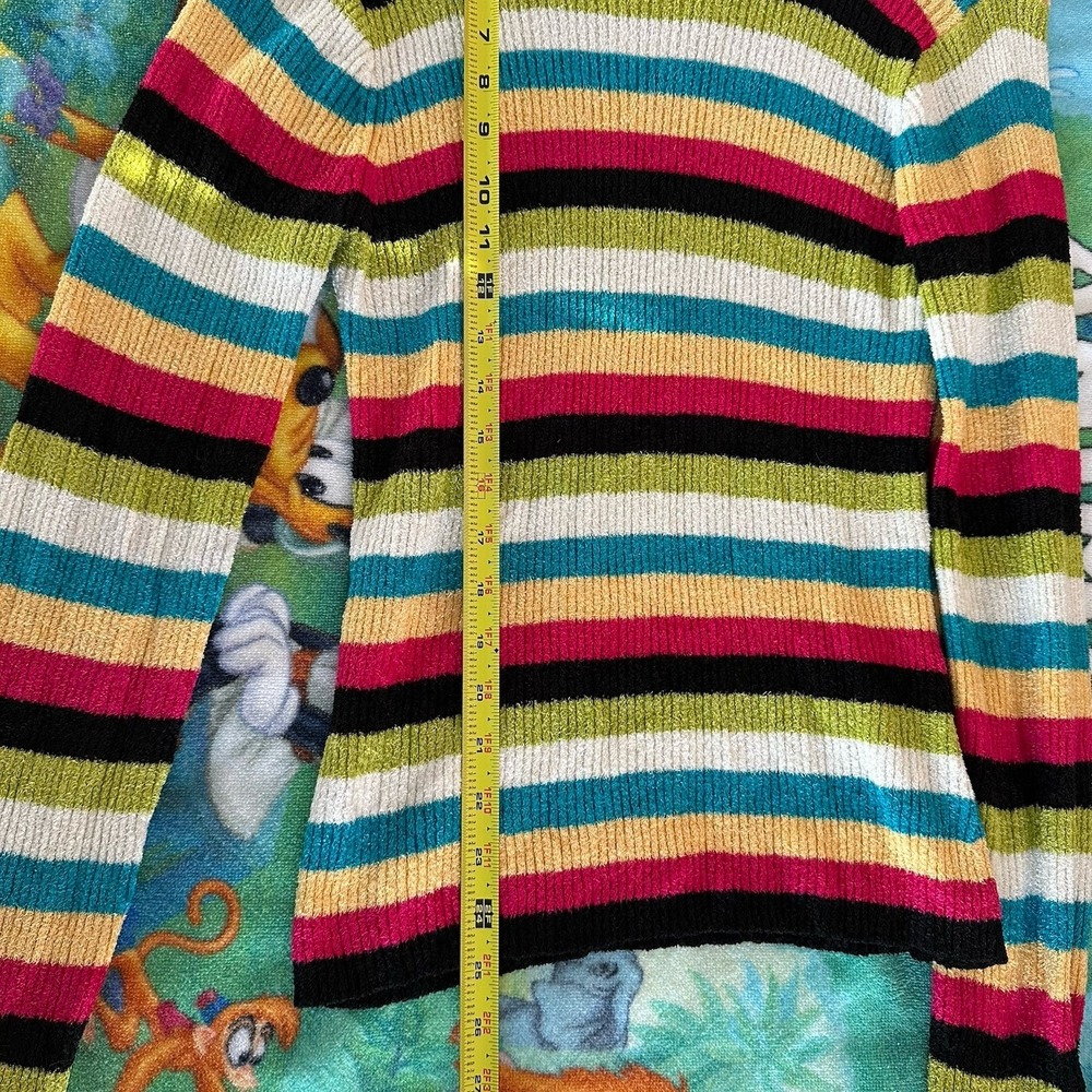 VTG Sag Harbor Women‎ SZ M Sweater Multicolor Striped Long Sleeve Retro Colorful - Picture 6 of 7